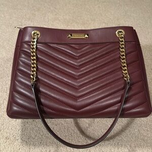 MICHAEL KORS Whitney Medium Quilted Chain Tote Shoulder Bag in Oxblood